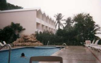 Swimming pool in the rain picture